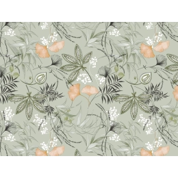 Toile cirée SERENITE vert - Nappe cirée florale