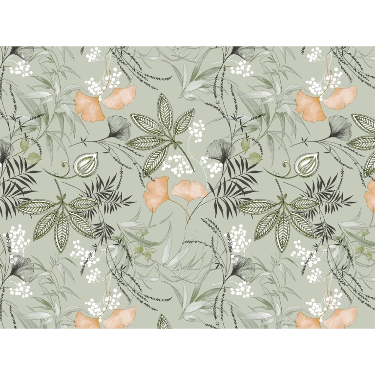 Toile cirée SERENITE vert - Nappe cirée florale