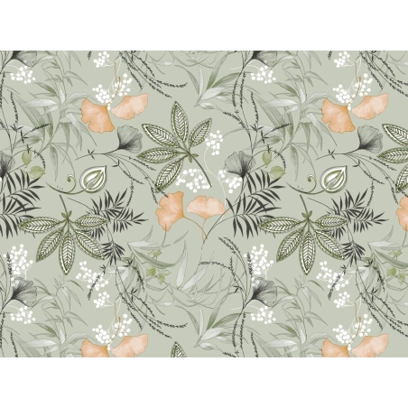 Toile cirée SERENITE vert - Nappe cirée florale