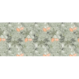 Toile cirée SERENITE vert - Nappe cirée florale