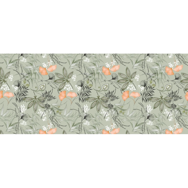 Toile cirée SERENITE vert - Nappe cirée florale