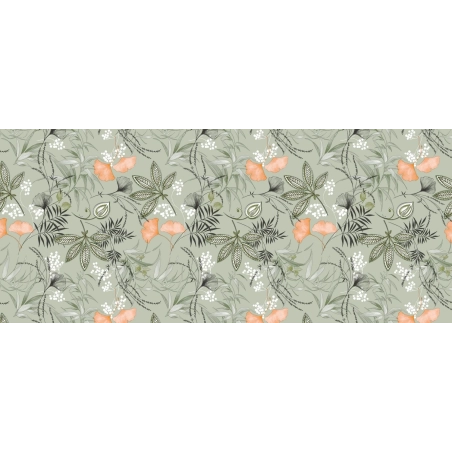 Toile cirée SERENITE vert - Nappe cirée florale