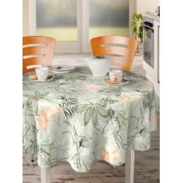 Toile cirée SERENITE vert - Nappe cirée florale