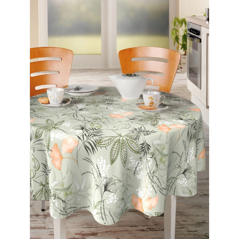 Toile cirée SERENITE vert - Nappe cirée florale