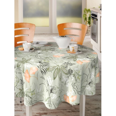 Toile cirée SERENITE vert - Nappe cirée florale