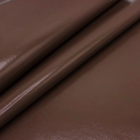 Toile cirée cacao marron laquée - Nappe unie marron