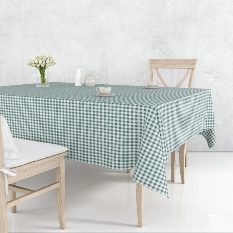 Nappe à carreaux vert et blanc - Toile cirée à carreaux vert et blanc