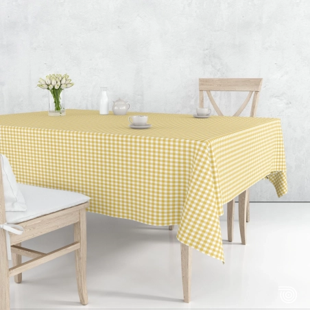 Nappe à carreaux jaune et blanc - Toile cirée à carreaux jaune