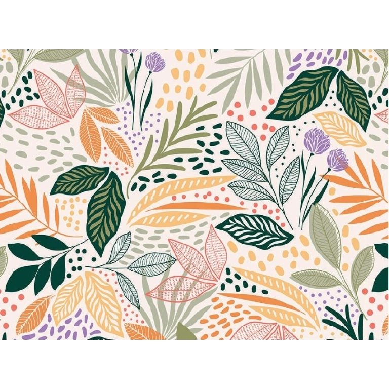 Toile cirée MAOLI vert - Nappe toile cirée feuillage coloré