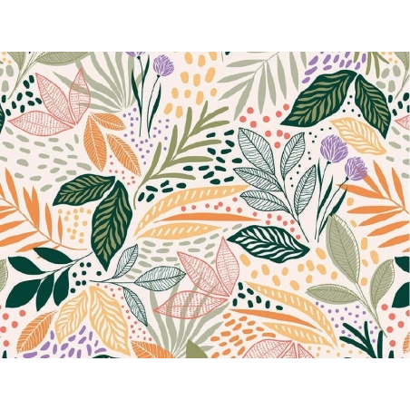 Toile cirée MAOLI vert - Nappe toile cirée feuillage coloré