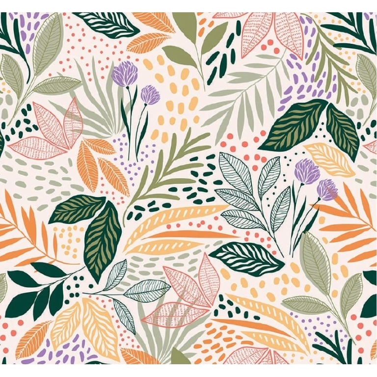 Toile cirée MAOLI vert - Nappe toile cirée feuillage coloré