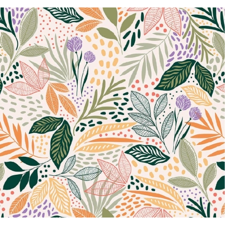 Toile cirée MAOLI vert - Nappe toile cirée feuillage coloré