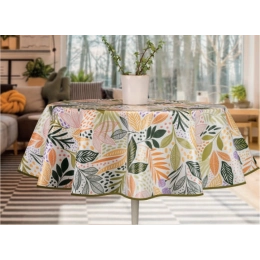 Toile cirée MAOLI vert - Nappe toile cirée feuillage coloré