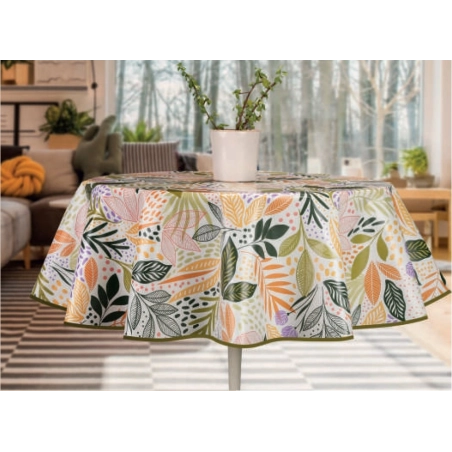 Toile cirée MAOLI vert - Nappe toile cirée feuillage coloré