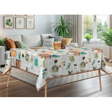 Toile cirée SOHBET gris - Nappe avec des chats