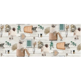 Toile cirée SOHBET gris - Nappe avec des chats