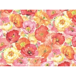 Toile cirée LAPELINA Rose - Nappe à grandes fleurs colorées