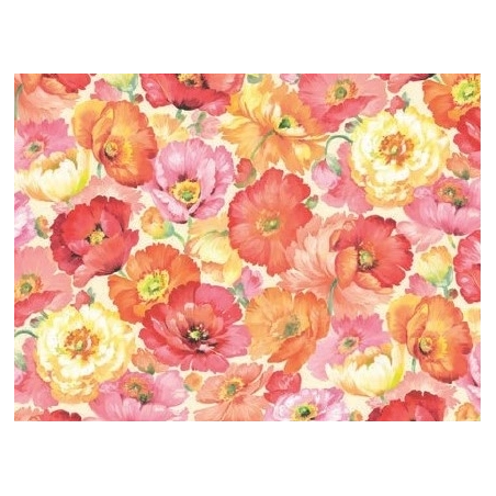 Toile cirée LAPELINA Rose - Nappe à grandes fleurs colorées