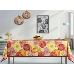 Toile cirée LAPELINA Rose - Nappe à grandes fleurs colorées