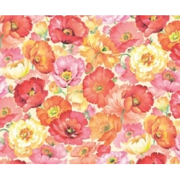 Toile cirée LAPELINA Rose - Nappe à grandes fleurs colorées