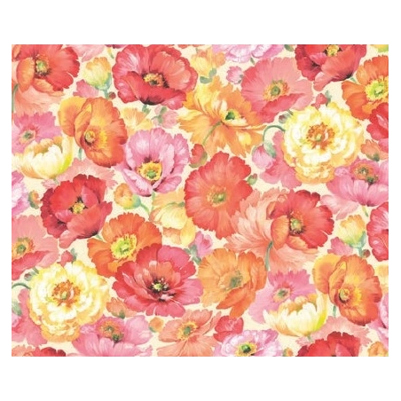 Toile cirée LAPELINA Rose - Nappe à grandes fleurs colorées