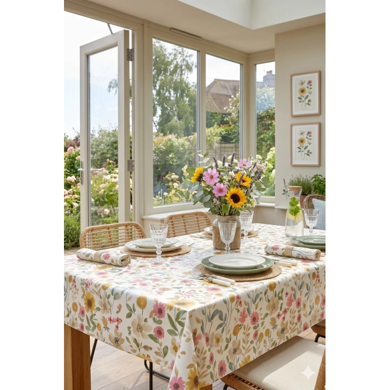 Toile cirée JULIANA multi - Nappe cirée florale colorée