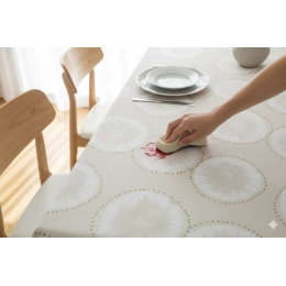 Toile cirée ASTER beige - Façon lin