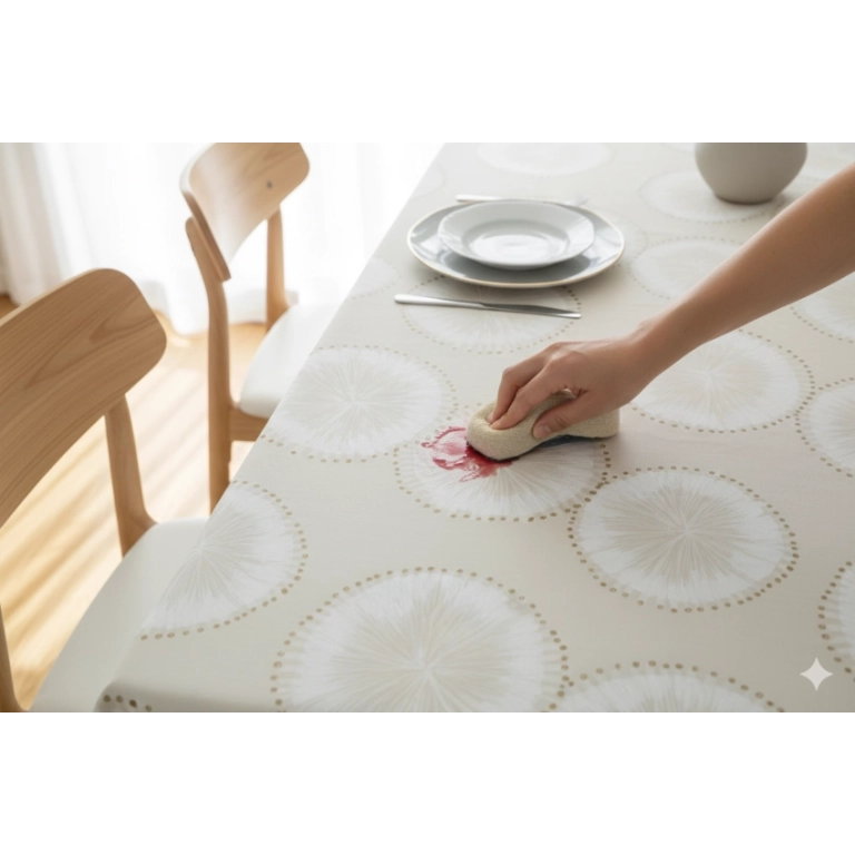 Toile cirée ASTER beige - Façon lin