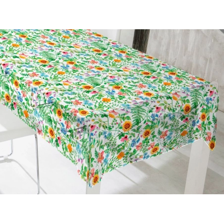 Nappe transparente GARDEN multi - Fleurs colorées apparentes