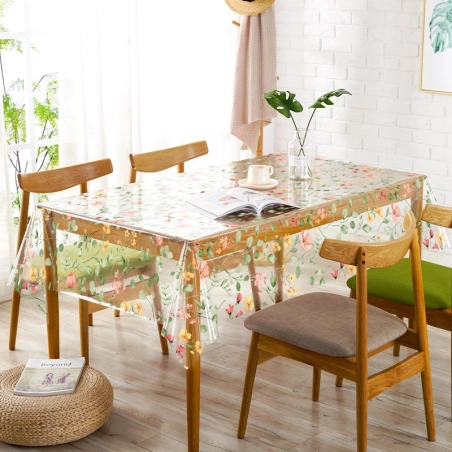 Nappe transparente LILO fleurs - Fleurs colorées apparentes