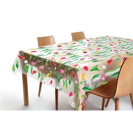 Nappe transparente TULIPE multi - motif floral apparent