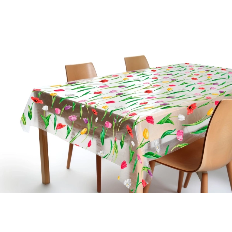 Nappe transparente TULIPE multi - motif floral apparent
