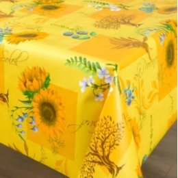 Toile cirée provençale Ronde 140 cm - Jaune soleil