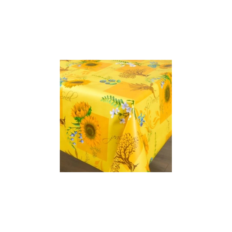 Toile cirée provençale Ronde 140 cm - Jaune soleil