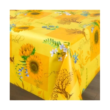 Toile cirée provençale Ronde 140 cm - Jaune soleil