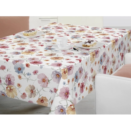 Toile cirée GERBERA Rose - Nappe de table florale pastel