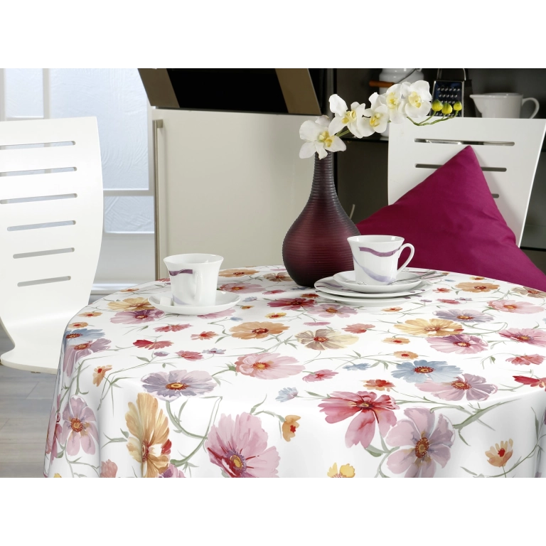 Toile cirée GERBERA Rose - Nappe de table florale pastel