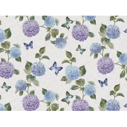 Toile cirée HORTENCIA bleu - Nappe de table florale estivale