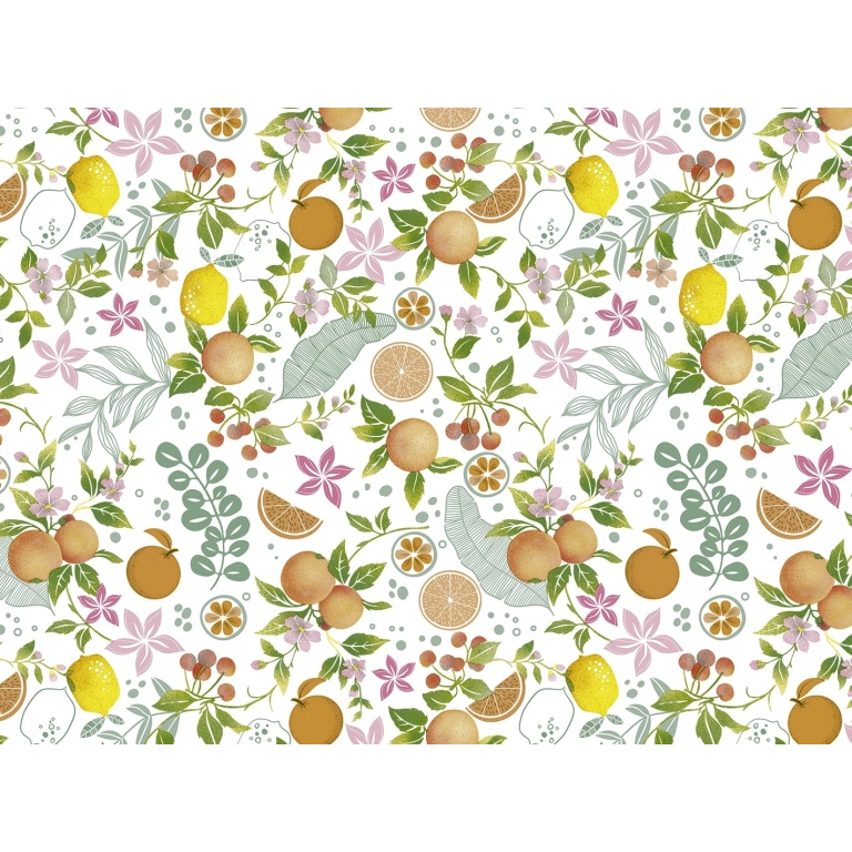 Toile cirée MAHALÉ orange - nappe fruitée et colorée