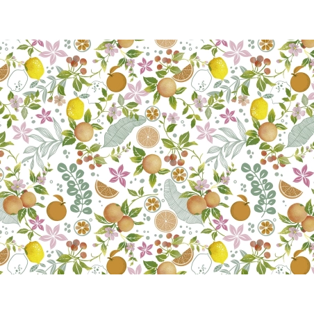 Toile cirée MAHALÉ orange - nappe fruitée et colorée