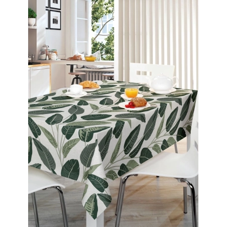 Toile cirée WILLE Vert - Nappe cirée feuillage tropical vert