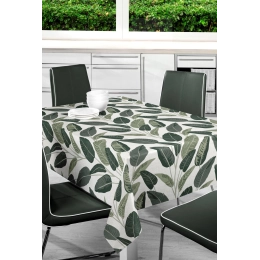 Toile cirée WILLE Vert - Nappe cirée feuillage tropical vert