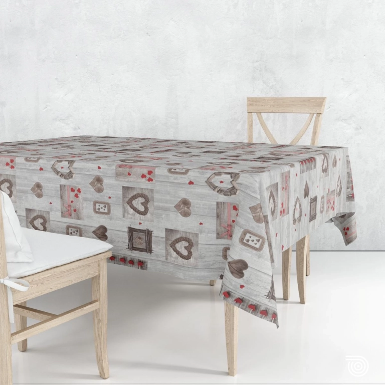 Toile cirée COEUR bohème - Nappe de montagne chaleureuse