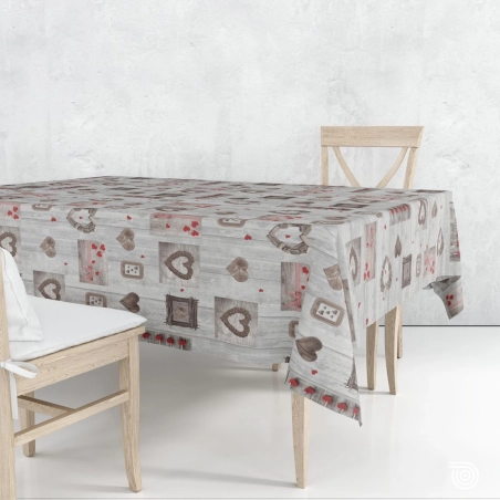 Toile cirée COEUR bohème - Nappe de montagne chaleureuse