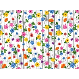 Toile cirée JARDIN été - Jolie nappe estivale à fleurs colorées