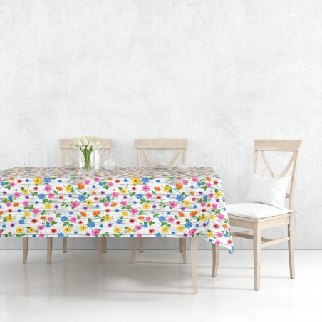 Toile cirée JARDIN été - Jolie nappe estivale à fleurs colorées