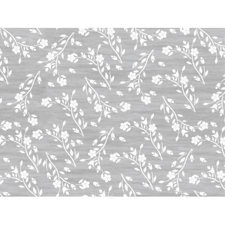 Toile cirée BRINDILLE blanc - Jolie nappe à fleurs