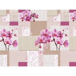 Toile cirée ORCHIDEE lin - Nappe de table fleur d'orchidée