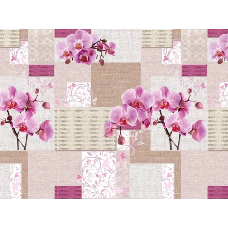 Toile cirée ORCHIDEE lin - Nappe de table fleur d'orchidée