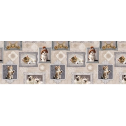 Toile cirée BERLIOZ gris - Nappe à chatons